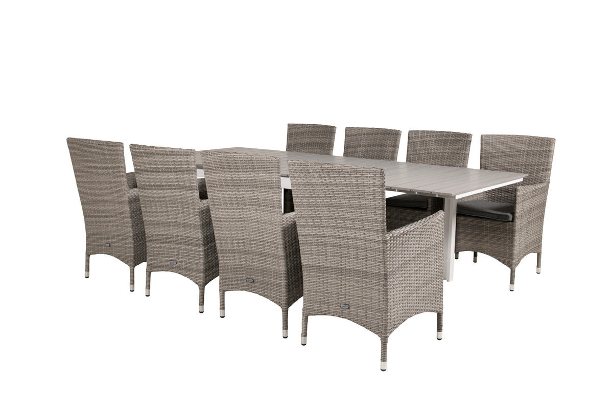 Levels & Malin Spisebord 160x100x75 + Spisestole Grå