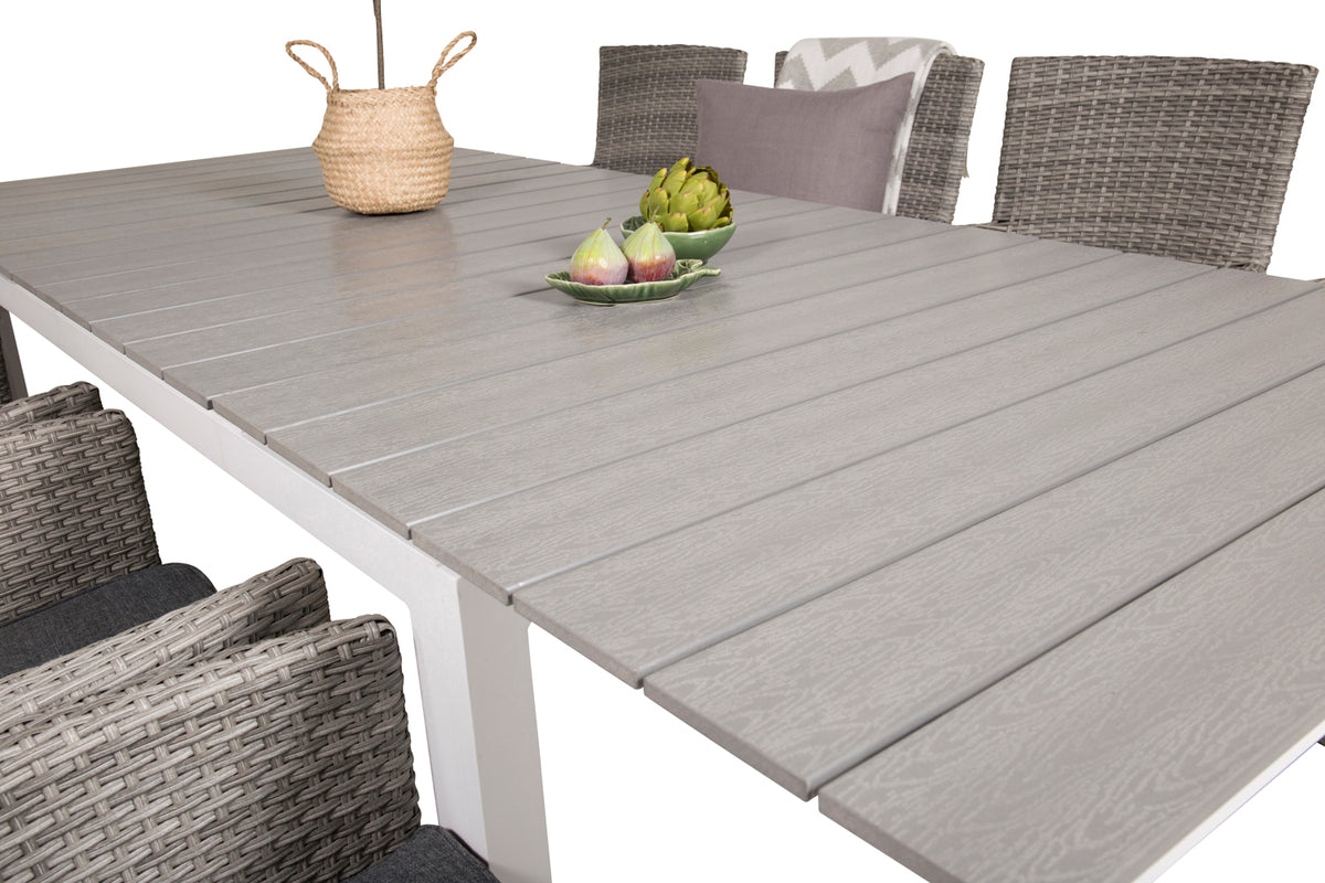 Levels & Malin Spisebord 160x100x75 + Spisestole Grå