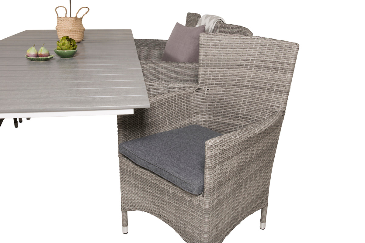 Levels & Malin Spisebord 160x100x75 + Spisestole Grå