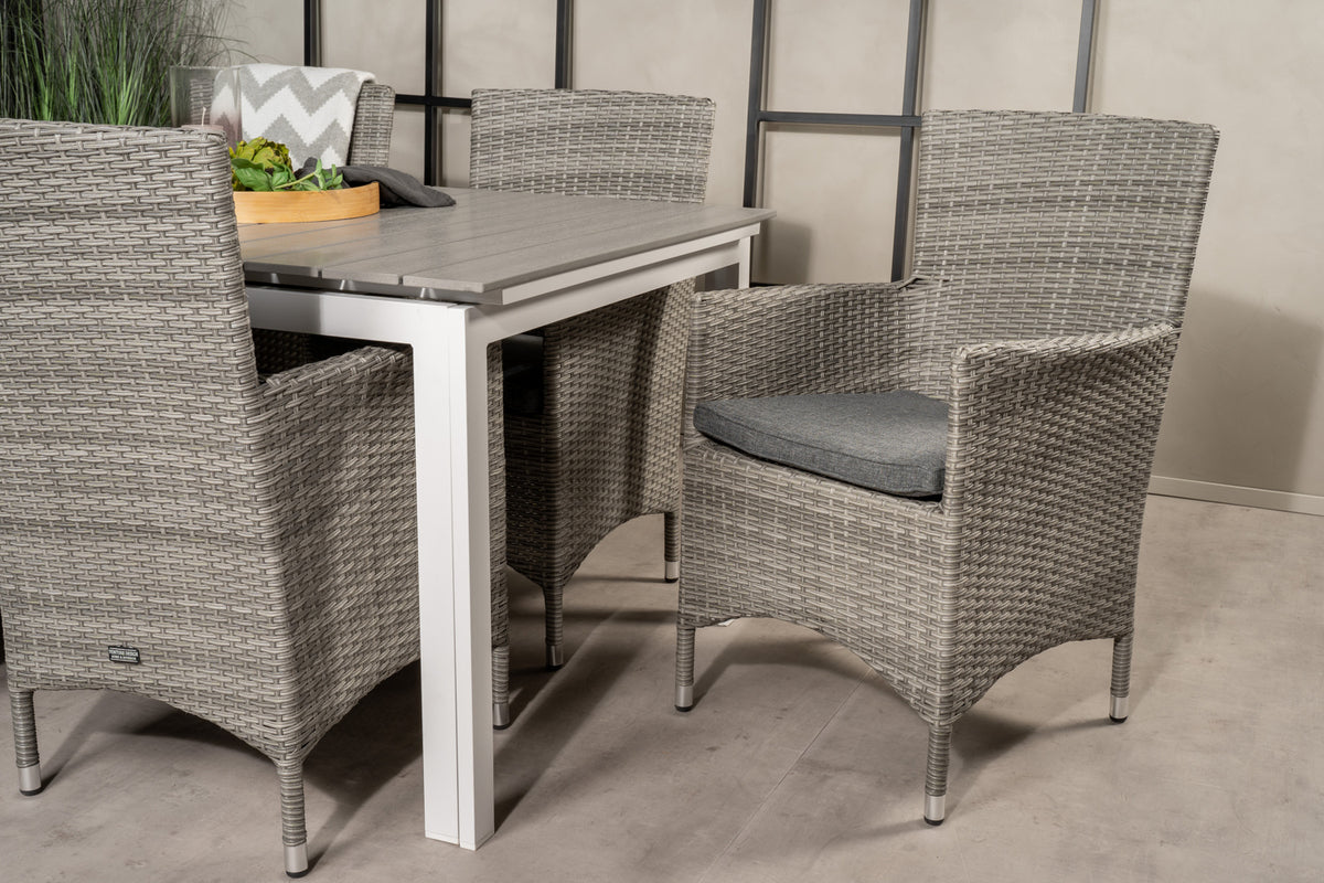 Levels & Malin Spisebord 160x100x75 + Spisestole Grå