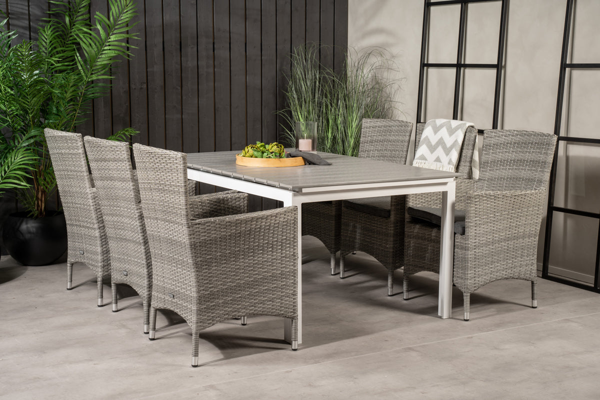 Levels & Malin Spisebord 160x100x75 + Spisestole Grå