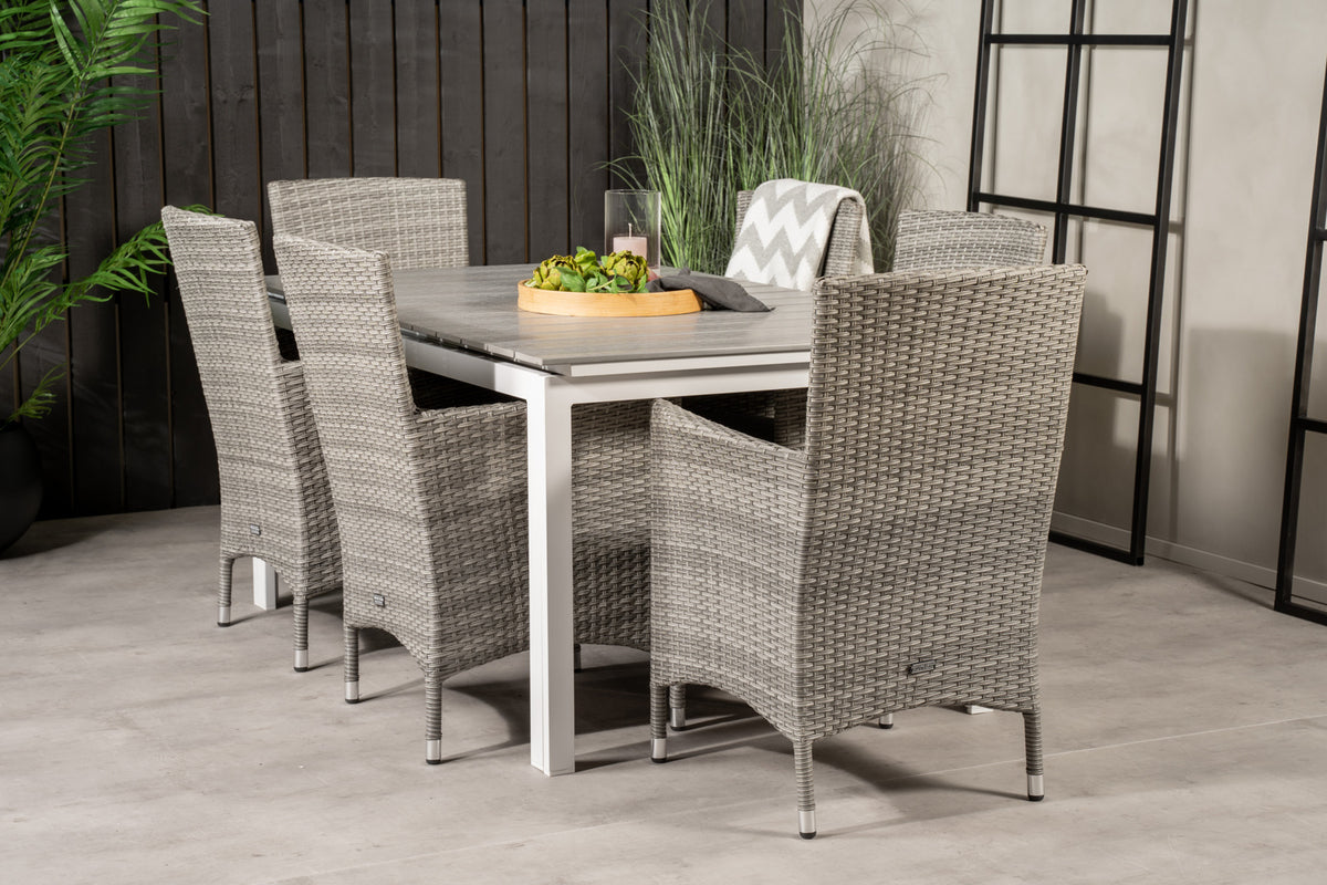 Levels & Malin Spisebord 160x100x75 + Spisestole Grå