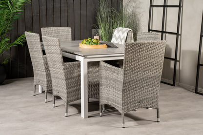 Levels & Malin Spisebord 160x100x75 + Spisestole Grå