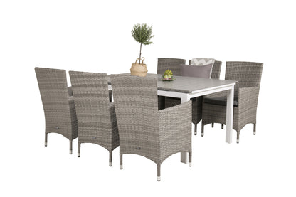 Levels & Malin Spisebord 160x100x75 + Spisestole Grå