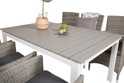 Levels & Malin Spisebord 160x100x75 + Spisestole Grå