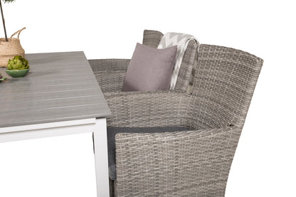 Levels & Malin Spisebord 160x100x75 + Spisestole Grå