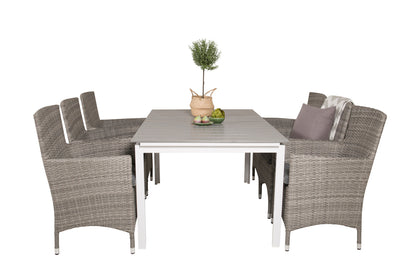 Levels & Malin Spisebord 160x100x75 + Spisestole Grå