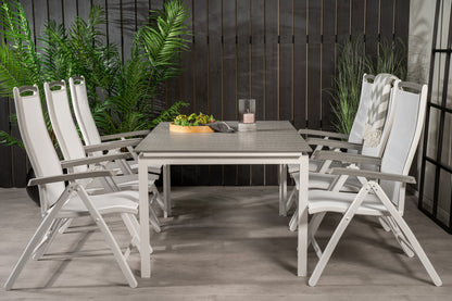 Levels & Albany Rektangulært Spisebord 160x100x75 Hvid + Positionsstole Hvid