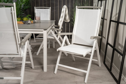 Levels & Albany Rektangulært Spisebord 160x100x75 Hvid + Positionsstole Hvid