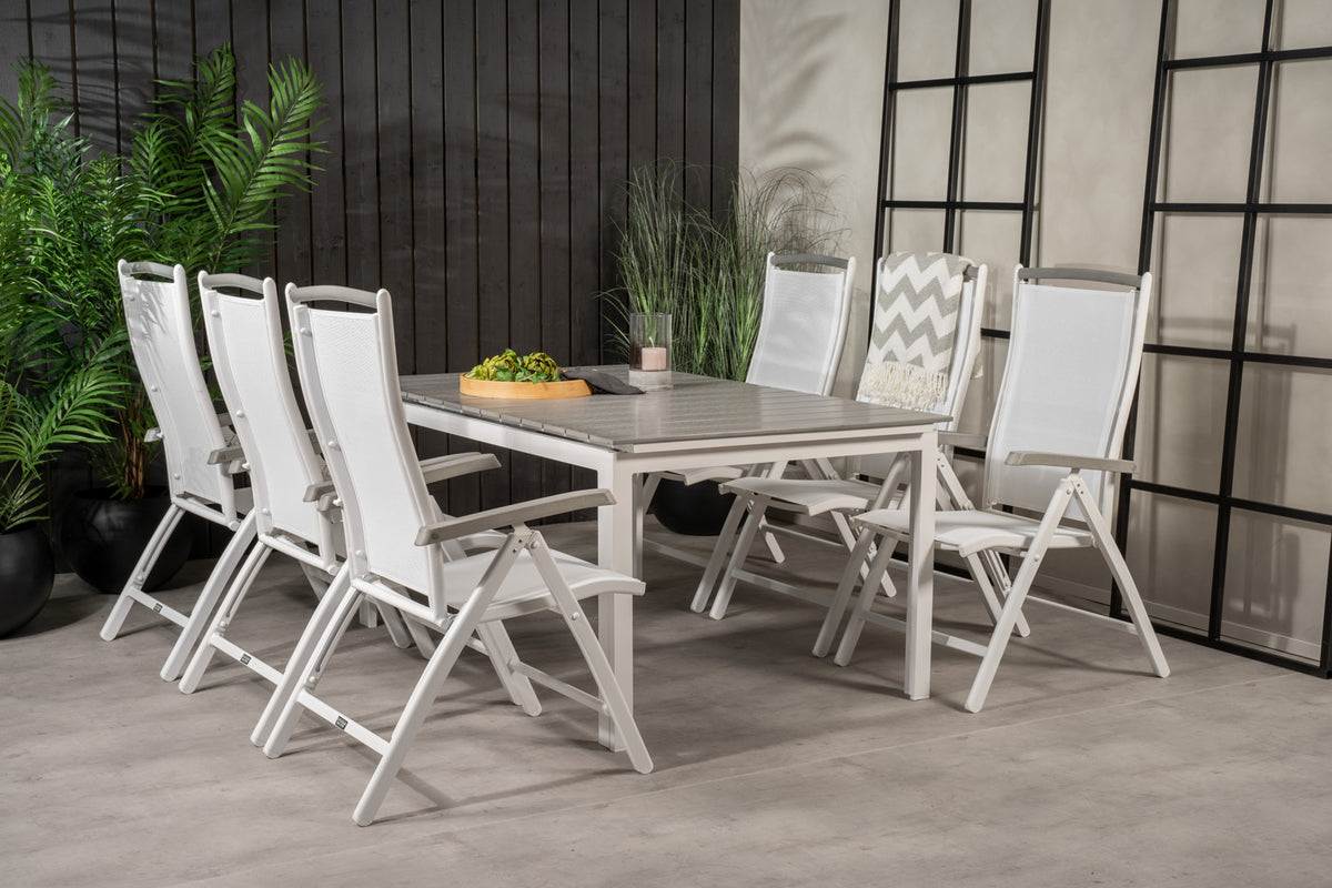 Levels & Albany Rektangulært Spisebord 160x100x75 Hvid + Positionsstole Hvid