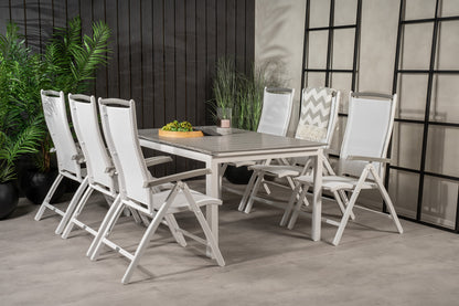 Levels & Albany Rektangulært Spisebord 160x100x75 Hvid + Positionsstole Hvid