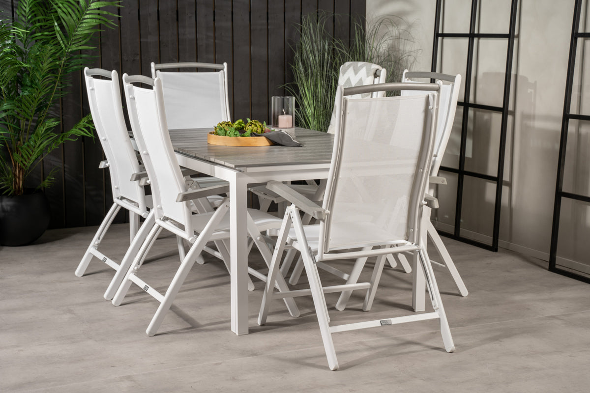 Levels & Albany Rektangulært Spisebord 160x100x75 Hvid + Positionsstole Hvid