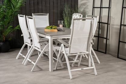 Levels & Albany Rektangulært Spisebord 160x100x75 Hvid + Positionsstole Hvid