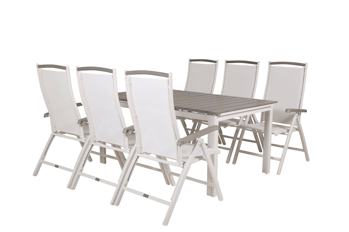 Levels & Albany Rektangulært Spisebord 160x100x75 Hvid + Positionsstole Hvid