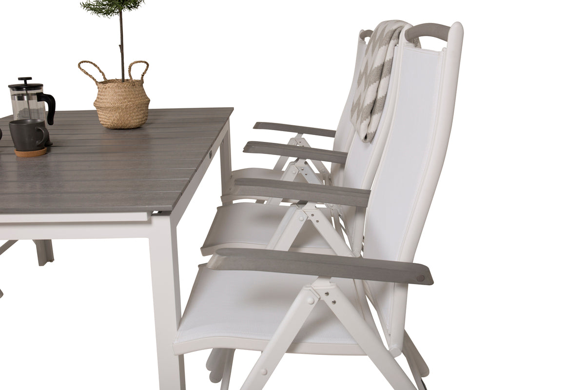 Levels & Albany Rektangulært Spisebord 160x100x75 Hvid + Positionsstole Hvid