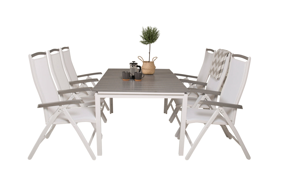 Levels & Albany Rektangulært Spisebord 160x100x75 Hvid + Positionsstole Hvid