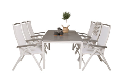 Levels & Albany Rektangulært Spisebord 160x100x75 Hvid + Positionsstole Hvid