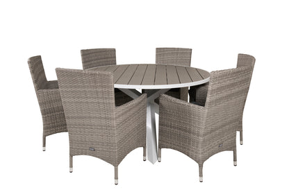 Parma & Malin Spisebord ⌀140 + Spisestole Grå