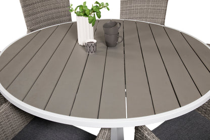 Parma & Malin Spisebord ⌀140 + Spisestole Grå