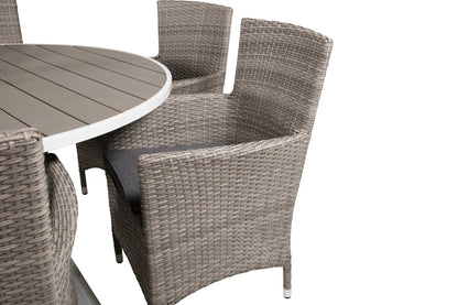 Parma & Malin Spisebord ⌀140 + Spisestole Grå