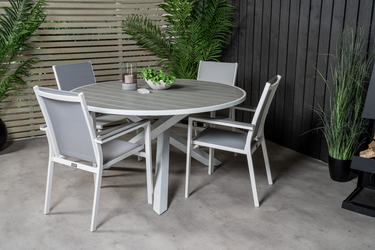 Parma Spisebord ⌀140 + Spisestole Grå