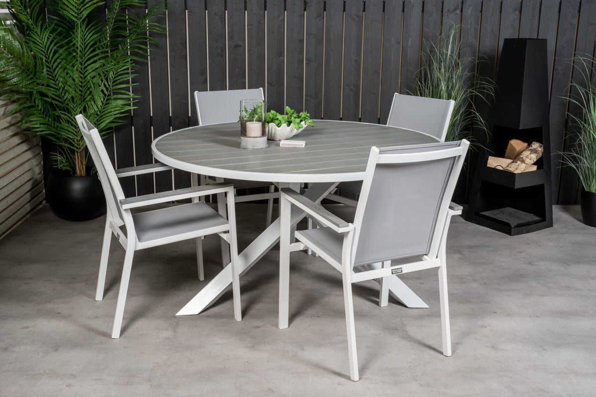 Parma Spisebord ⌀140 + Spisestole Grå