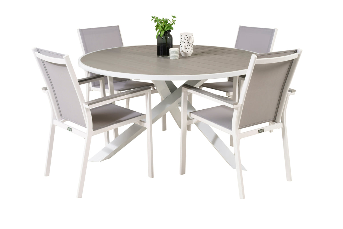 Parma Spisebord ⌀140 + Spisestole Grå