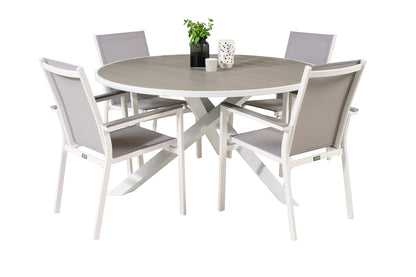 Parma Spisebord ⌀140 + Spisestole Grå