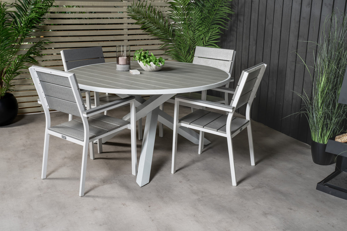 Parma & Levels Spisebord ⌀140 + Spisestole Grå