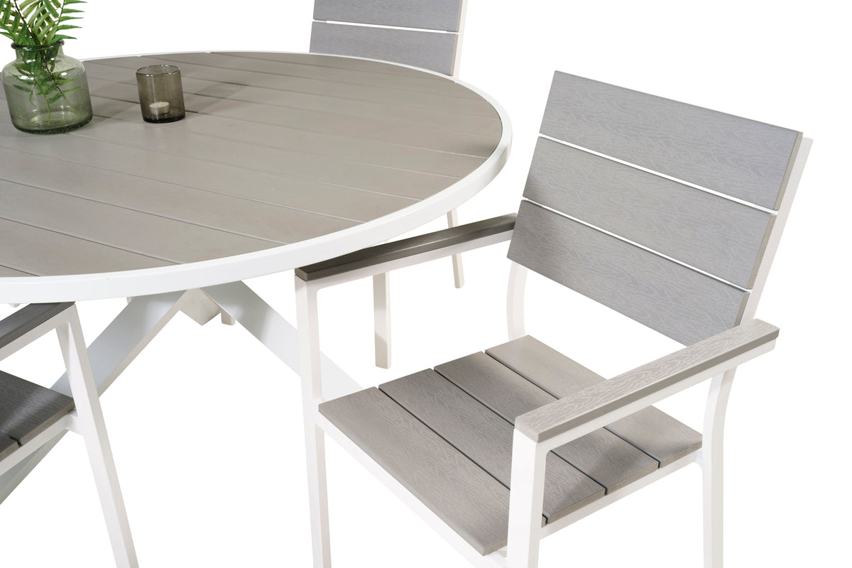 Parma & Levels Spisebord ⌀140 + Spisestole Grå