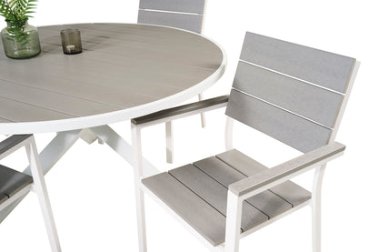 Parma & Levels Spisebord ⌀140 + Spisestole Grå