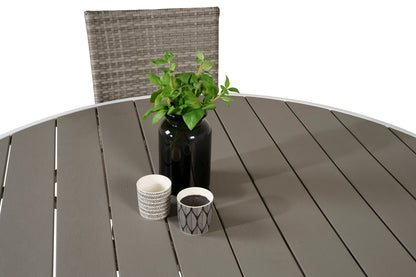 Parma & Anna Rundt Spisebord ø140 Hvid + Spisestole Grå