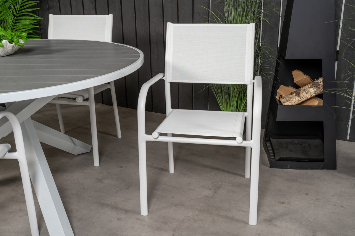 Parma & Santorini Rundt Spisebord ø140 Hvid + Spisestole Hvid