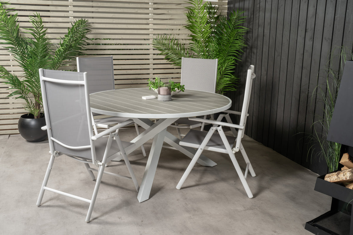 Parma & Break Spisebord ⌀140 + Positionsstole Grå