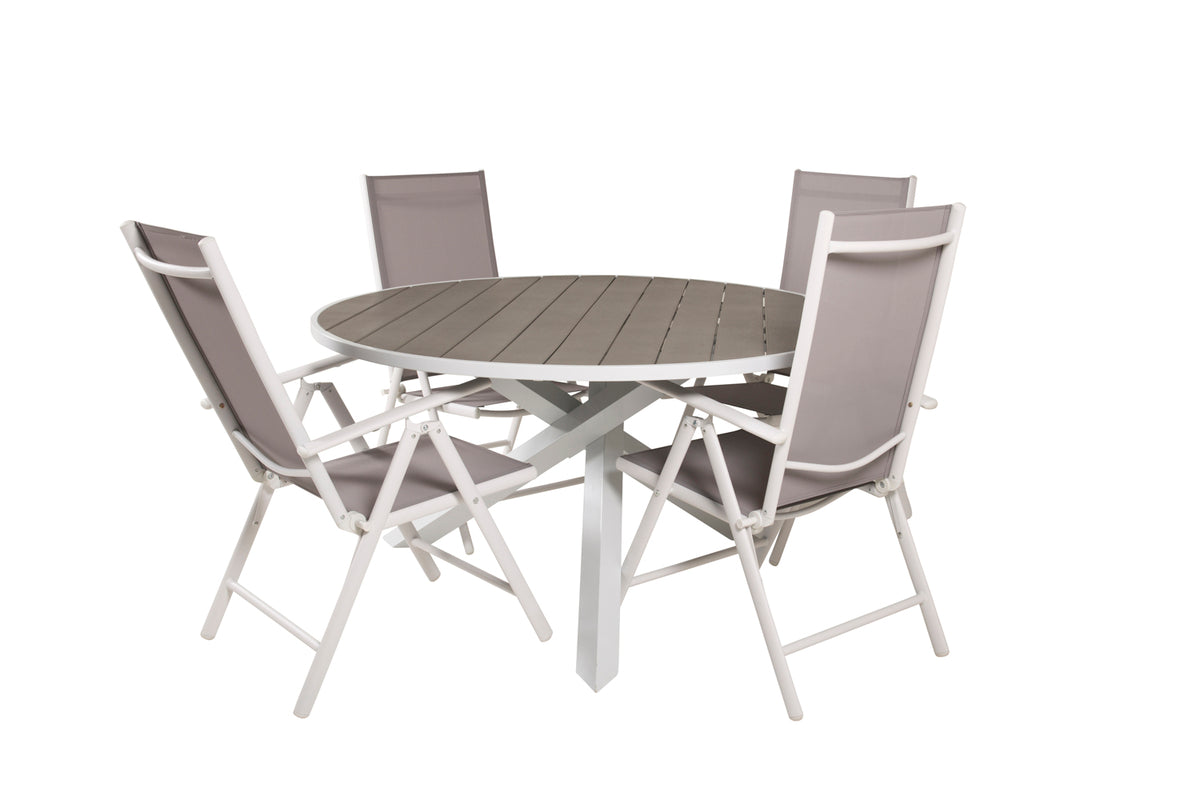 Parma & Break Spisebord ⌀140 + Positionsstole Grå