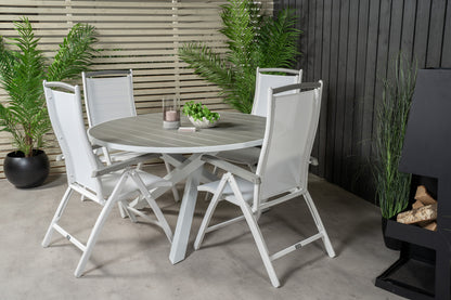 Parma & Albany Spisebord ⌀140 + Positionsstole Hvid