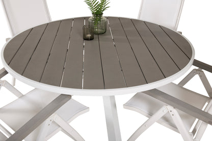 Parma & Albany Spisebord ⌀140 + Positionsstole Hvid