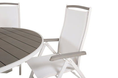 Parma & Albany Spisebord ⌀140 + Positionsstole Hvid