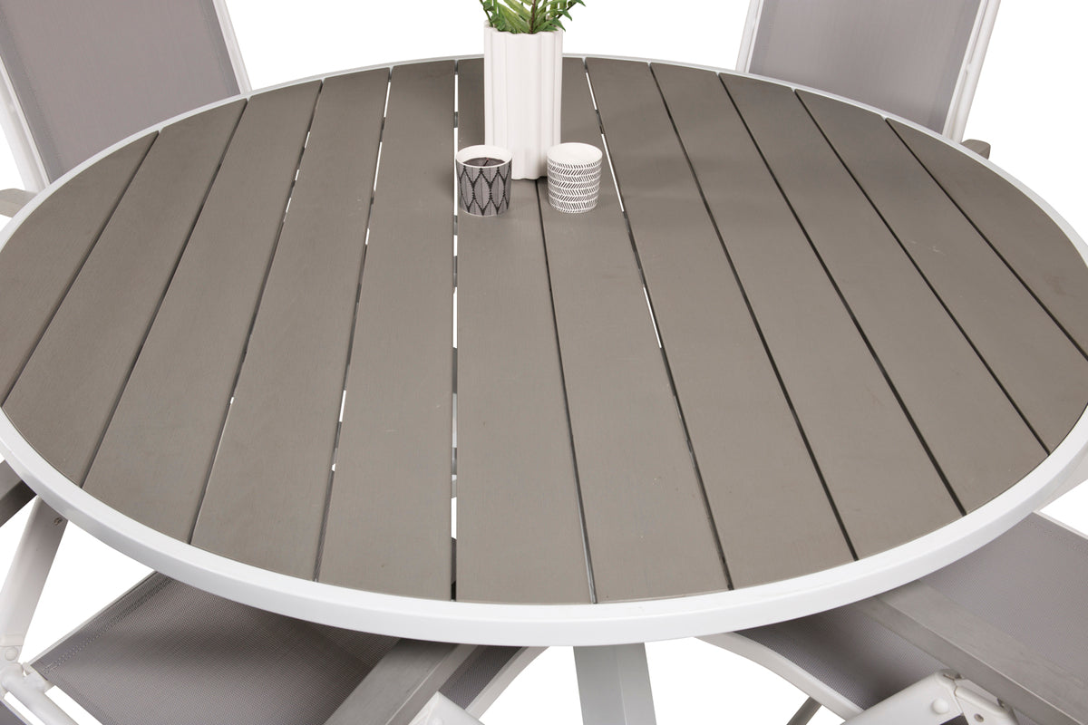 Parma & Albany Spisebord ⌀140 + Positionsstole Hvid