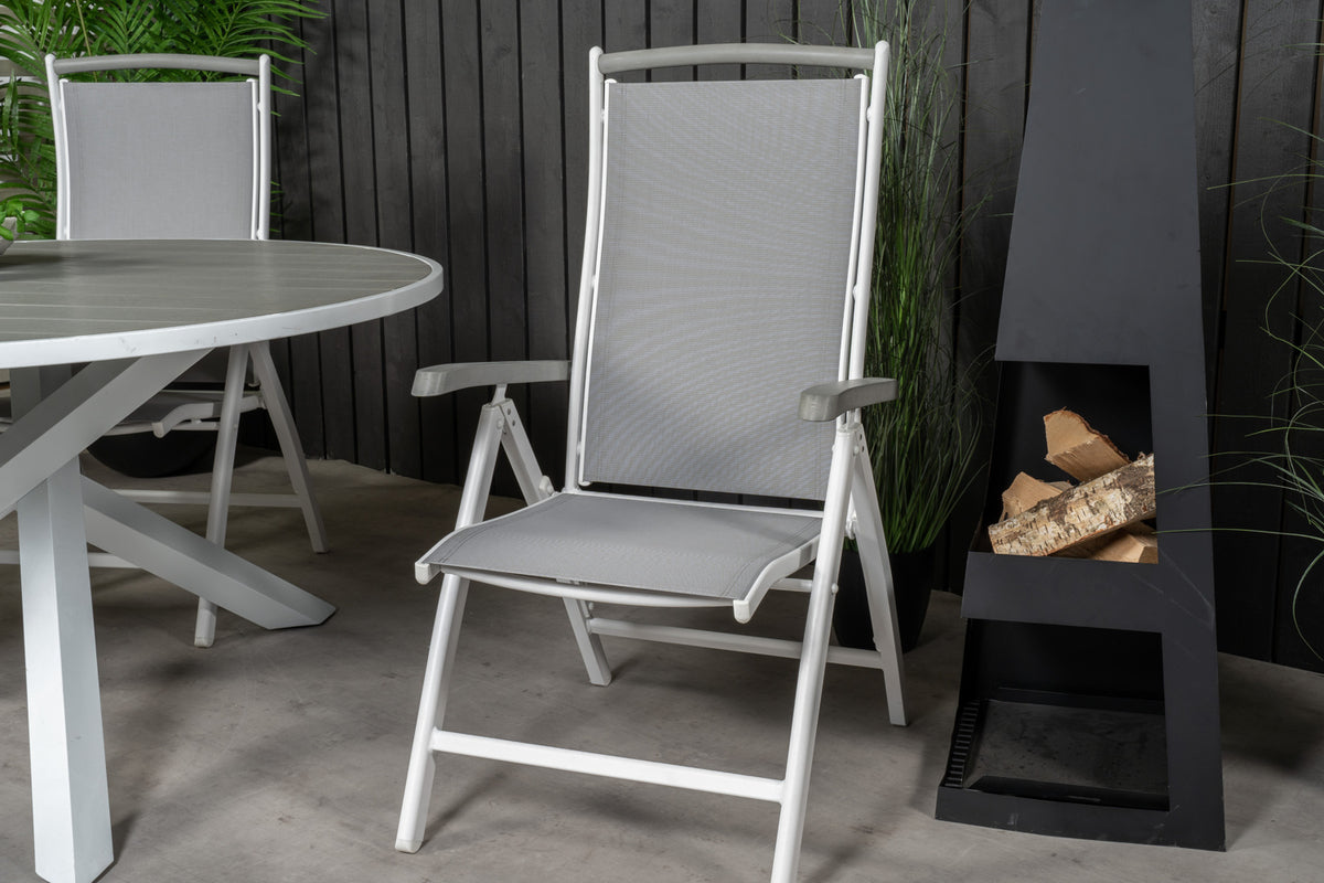 Parma & Albany Spisebord ⌀140 + Positionsstole Hvid