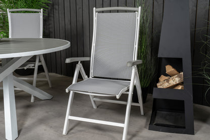 Parma & Albany Spisebord ⌀140 + Positionsstole Hvid