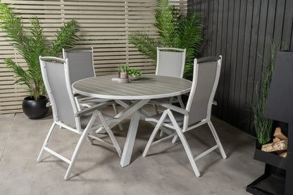 Parma & Albany Spisebord ⌀140 + Positionsstole Hvid