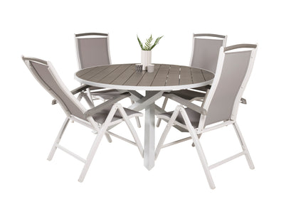 Parma & Albany Spisebord ⌀140 + Positionsstole Hvid