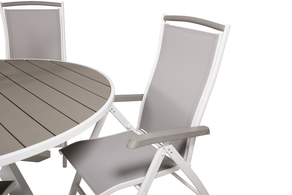 Parma & Albany Spisebord ⌀140 + Positionsstole Hvid