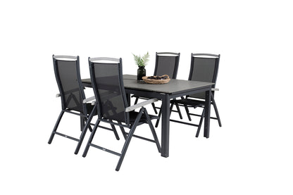 Levels & Albany Spisebord 160x100x75 + Positionsstole Sort