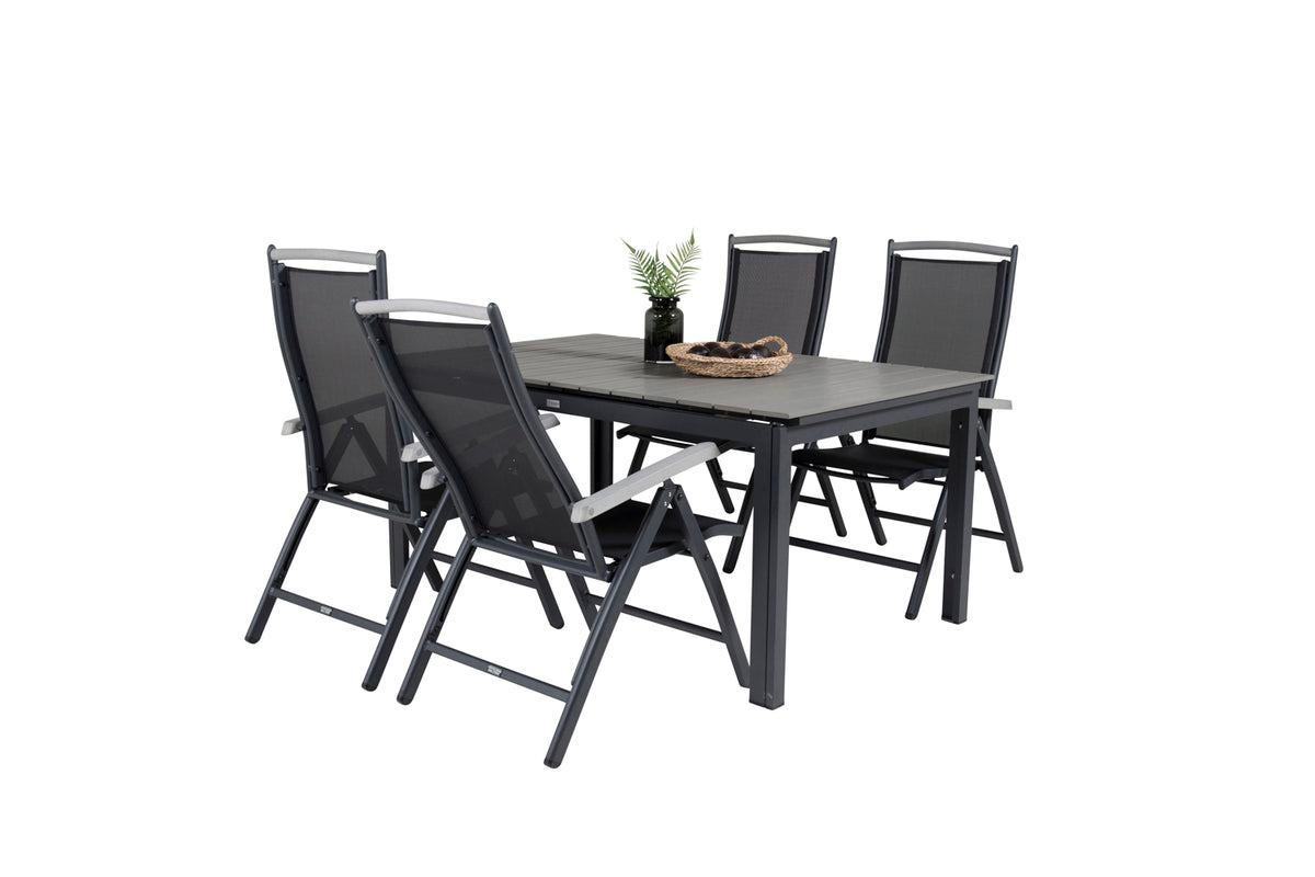 Levels & Albany Spisebord 160x100x75 + Positionsstole Sort