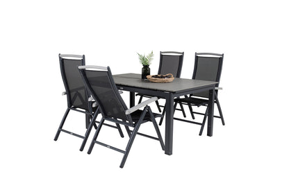 Levels & Albany Spisebord 160x100x75 + Positionsstole Sort