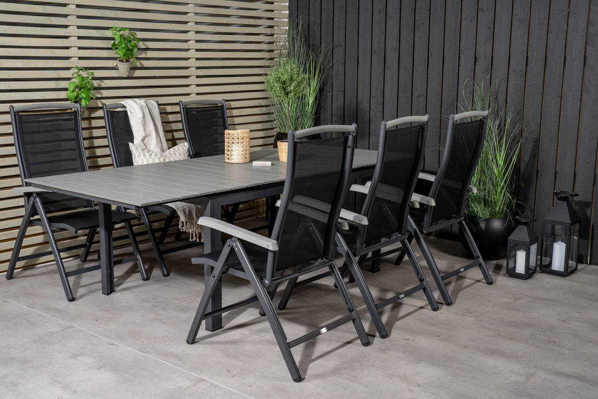 Levels & Albany Spisebord 160x100x75 + Positionsstole Sort