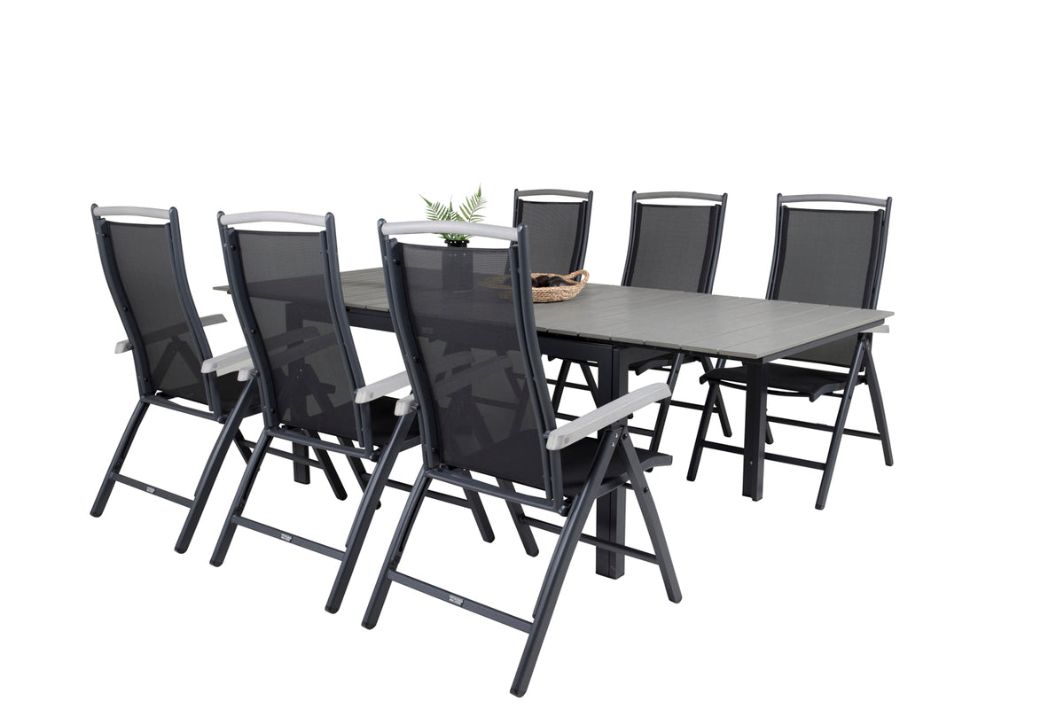 Levels & Albany Spisebord 160x100x75 + Positionsstole Sort