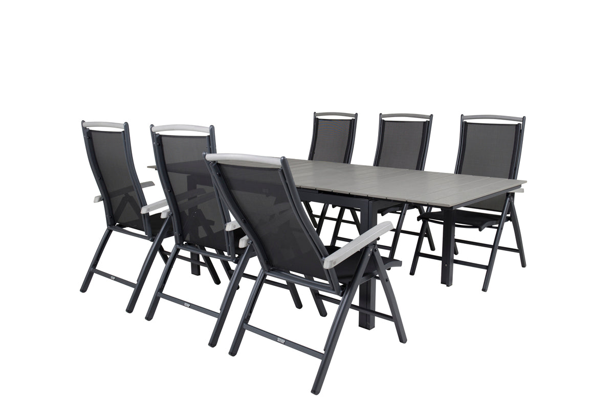 Levels & Albany Spisebord 160x100x75 + Positionsstole Sort